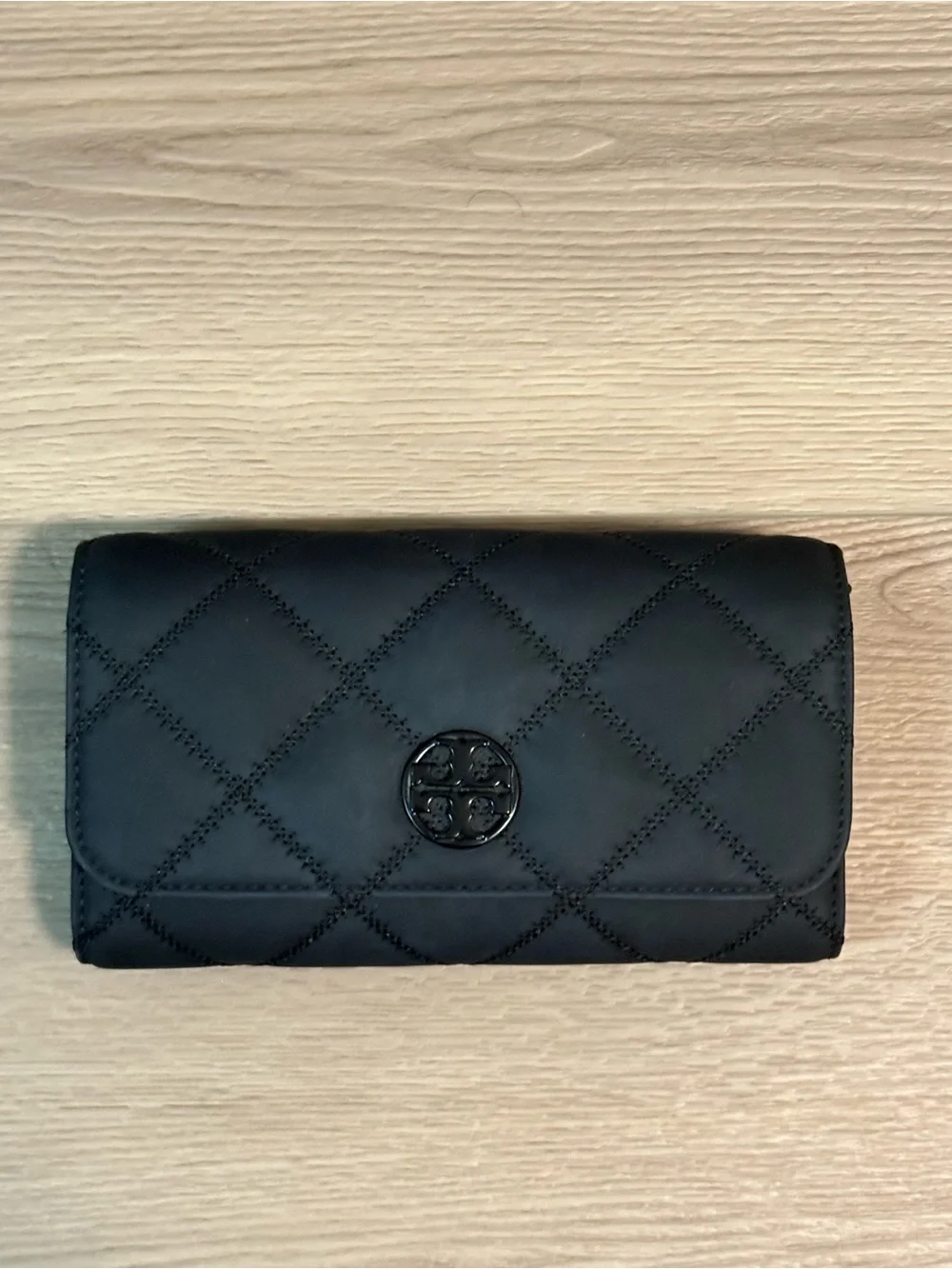 Tory Burch Black Quilted Leather Shoulder Bag with black Logo
